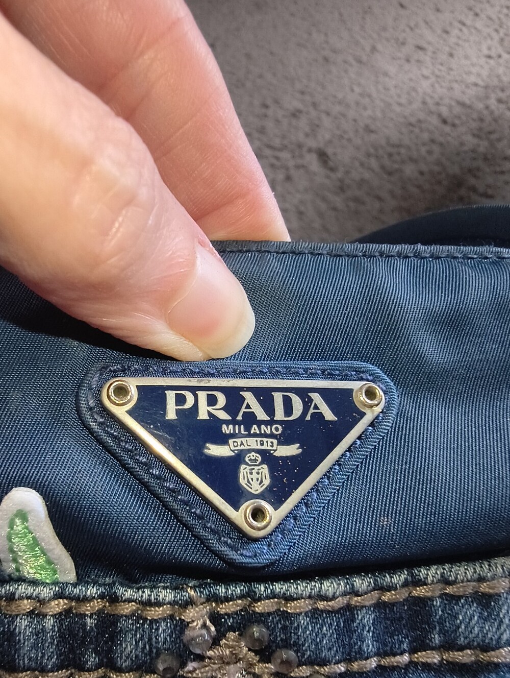 Prada Tessuto Denim & Rhinestone Shoulder Bag - Picture 10 of 11